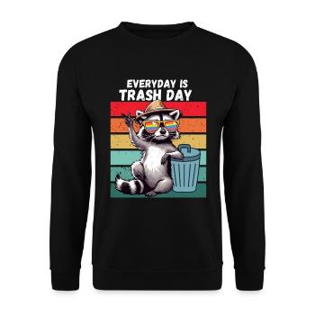 Raccoon Every Day is Trash Day Retro Climate Funny - Unisex Sweatshirt - black - Front - Alina (178cm) & Michal (187cm)