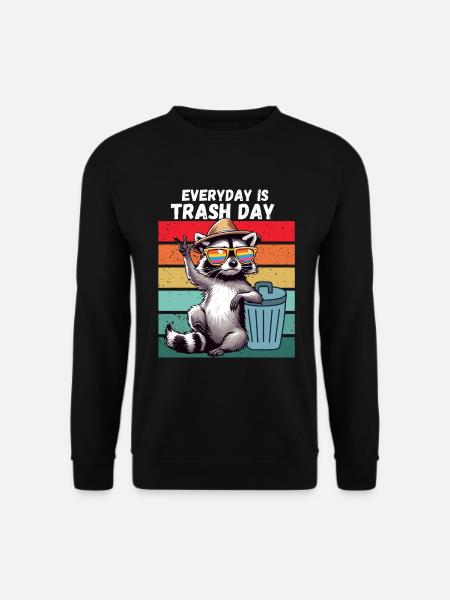 Waschbär Every Day is Trash Day Retro Klima Lustig - Unisex Pullover - Schwarz
