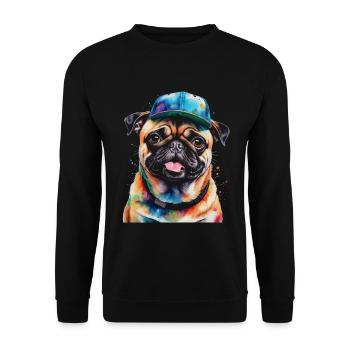 Carlin Snapback Cap Chien Coloré Conception Drôle Imprimer - Sweat-shirt Unisexe - noir - Devant - Alina (178cm) & Michal (187cm)