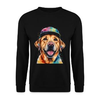 Labrador Retriever Snapback Cap Hund Design Print - Unisex Pullover - Schwarz - Vorne - Alina (178cm) & Michal (187cm)