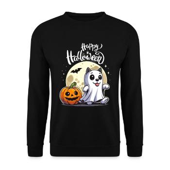 Halloween Cat Full Moon Pumpkin Ghost Kids - Unisex Sweatshirt - black - Front - Alina (178cm) & Michal (187cm)