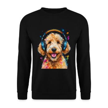 Goldendoodle Casque Chien Animal Design Imprimer - Sweat-shirt Unisexe - noir - Devant - Alina (178cm) & Michal (187cm)