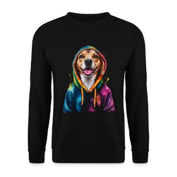 Beagle Hoodie Dog Colorful Funny Animal Design Print - Unisex Sweatshirt - black - Front - Alina (178cm) & Michal (187cm)