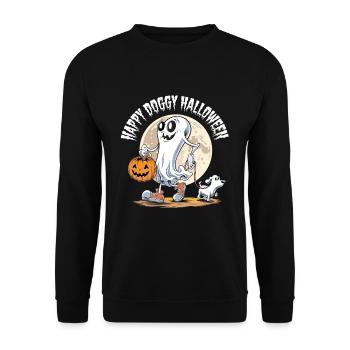 Happy Doggy Halloween Dog Ghost Dog Place Funny - Unisex Sweatshirt - black - Front - Alina (178cm) & Michal (187cm)