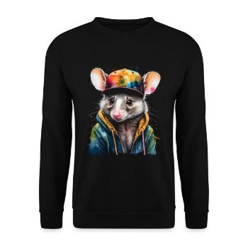 Opossum Snapback Cap Cool Tier Design Print - Unisex Pullover - Schwarz - Vorne - Alina (178cm) & Michal (187cm)