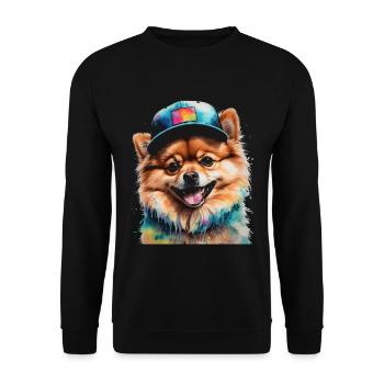 Casquette Snapback Poméranienne Poméranie Imprimé Chien - Sweat-shirt Unisexe - noir - Devant - Alina (178cm) & Michal (187cm)