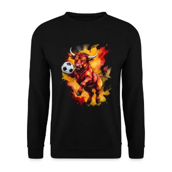 Bull Football Colorful Spain Animal Design Print - Unisex Sweatshirt - black - Front - Alina (178cm) & Michal (187cm)