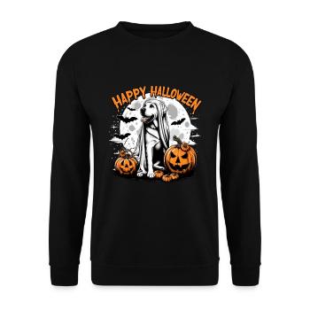 Halloween Labrador Labbi Ghost Costume Pumpkin - Unisex Sweatshirt - black - Front - Alina (178cm) & Michal (187cm)