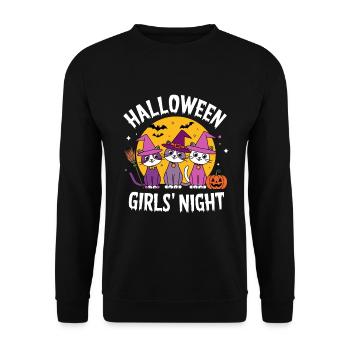Halloween Soirée entre filles Chats Sorcières - Sweat-shirt Unisexe - noir - Devant - Alina (178cm) & Michal (187cm)