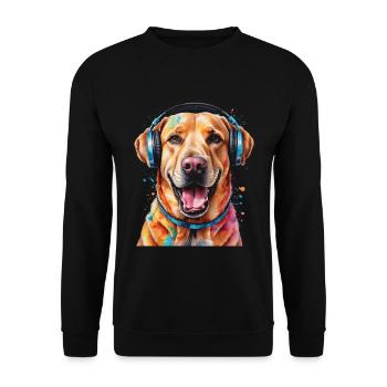 Labrador Retriever Kopfhörer Hund Tier Print - Unisex Pullover - Schwarz - Vorne - Alina (178cm) & Michal (187cm)