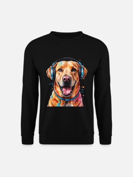 Labrador Retriever Kopfhörer Hund Tier Print - Unisex Pullover - Schwarz