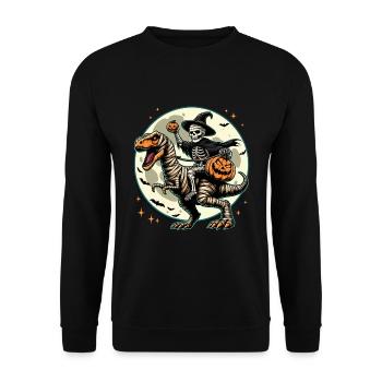 Halloween Bone Man Skeleton Dino Witch Pumpkin - Unisex Sweatshirt - black - Front - Alina (178cm) & Michal (187cm)