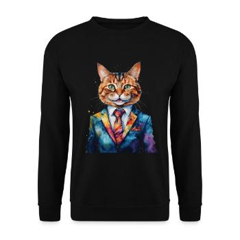 Cat Suit Colorful Funny Funny Animal Design Print - Unisex Sweatshirt - black - Front - Alina (178cm) & Michal (187cm)