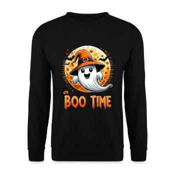 Halloween Geist Gespenst Boo Time Hexenhut Lustig - Unisex Pullover - Schwarz - Vorne - Alina (178cm) & Michal (187cm)