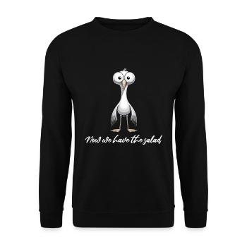 Möwe Lustiger Spruch Norddeutsch Hamburg Nordsee - Unisex Pullover - Schwarz - Vorne - Alina (178cm) & Michal (187cm)