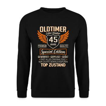45th Birthday 45 Years Unique Classic Car - Unisex Sweatshirt - black - Front - Alina (178cm) & Michal (187cm)