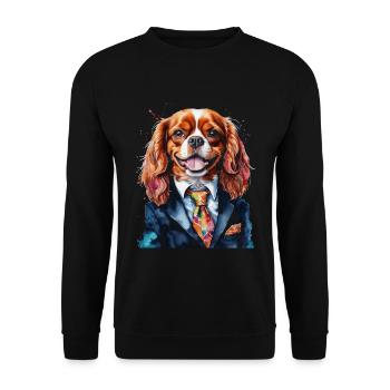 Cavalier King Charles Spaniel Costume Imprimé Chien - Sweat-shirt Unisexe - noir - Devant - Alina (178cm) & Michal (187cm)
