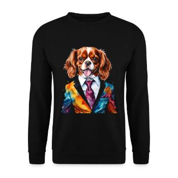 Cavalier King Charles Spaniel Costume Imprimé Chien - Sweat-shirt Unisexe - noir - Devant - Alina (178cm) & Michal (187cm)