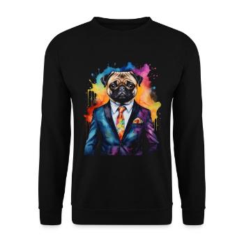 Carlin Costume Chien Coloré Drôle Animal Design Imprimer - Sweat-shirt Unisexe - noir - Devant - Alina (178cm) & Michal (187cm)