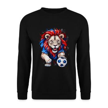 Löwe Fußball Bunt Slowenien Slovenia Design Print - Unisex Pullover - Schwarz - Vorne - Alina (178cm) & Michal (187cm)