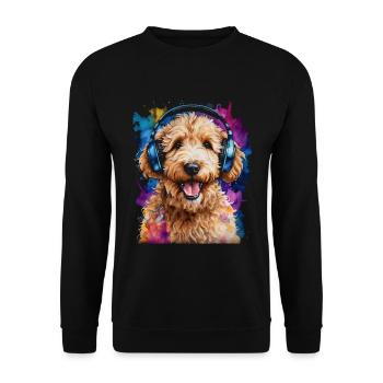 Goldendoodle Casque Chien Animal Design Imprimer - Sweat-shirt Unisexe - noir - Devant - Alina (178cm) & Michal (187cm)