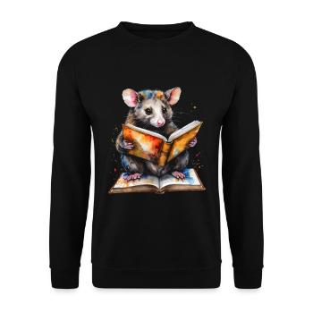 Possum Lecture Coloré Animal Design Imprimer - Sweat-shirt Unisexe - noir - Devant - Alina (178cm) & Michal (187cm)