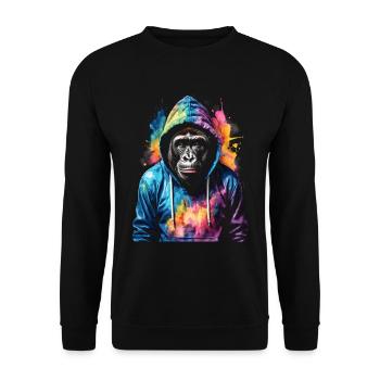 Gorille Sweat à capuche Monkey Imprimé de design d’animaux colorés - Sweat-shirt Unisexe - noir - Devant - Alina (178cm) & Michal (187cm)