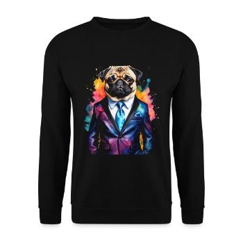 Carlin Costume Chien Coloré Drôle Animal Design Imprimer - Sweat-shirt Unisexe - noir - Devant - Alina (178cm) & Michal (187cm)