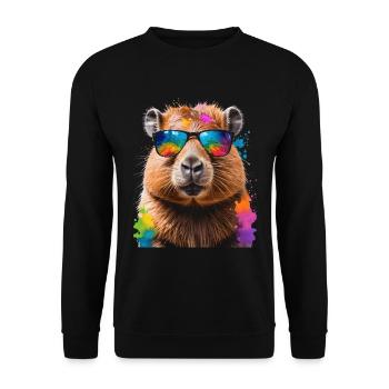 Lunettes de soleil Capybara Capy Colorful Animal Design Print - Sweat-shirt Unisexe - noir - Devant - Alina (178cm) & Michal (187cm)