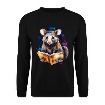 Possum Lecture Coloré Animal Design Imprimer - Sweat-shirt Unisexe - noir - Devant - Alina (178cm) & Michal (187cm)