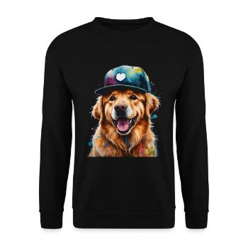Golden Retriever Snapback Cap Chien Design Print - Sweat-shirt Unisexe - noir - Devant - Alina (178cm) & Michal (187cm)