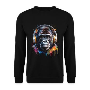 Casque Gorille Singe Coloré Animal Design Imprimer - Sweat-shirt Unisexe - noir - Devant - Alina (178cm) & Michal (187cm)