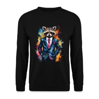 Costume de raton laveur Imprimé de design animal coloré - Sweat-shirt Unisexe - noir - Devant - Alina (178cm) & Michal (187cm)