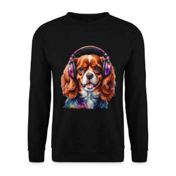 Cavalier King Charles Spaniel Casque Dog Print - Sweat-shirt Unisexe - noir - Devant - Alina (178cm) & Michal (187cm)