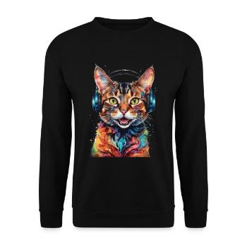 Casque de chat coloré drôle animal design imprimer - Sweat-shirt Unisexe - noir - Devant - Alina (178cm) & Michal (187cm)
