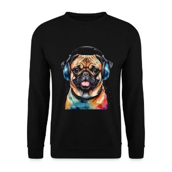 Carlin Casque Chien Coloré Drôle Animal Design Imprimer - Sweat-shirt Unisexe - noir - Devant - Alina (178cm) & Michal (187cm)