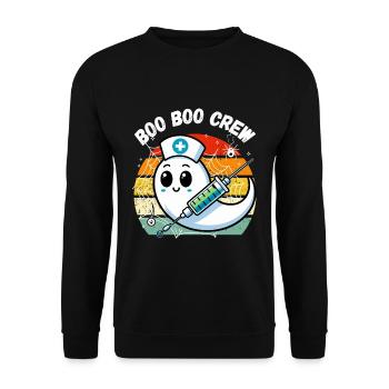 Halloween Boo Boo Crew Geist Krankenschwester Fun - Unisex Pullover - Schwarz - Vorne - Alina (178cm) & Michal (187cm)