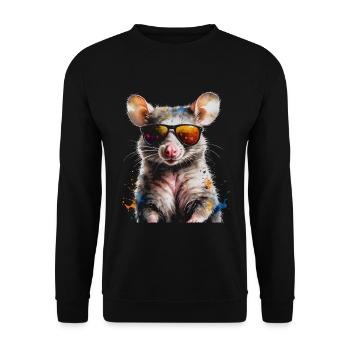 Lunettes de soleil Opossum Imprimé de design animalier coloré - Sweat-shirt Unisexe - noir - Devant - Alina (178cm) & Michal (187cm)