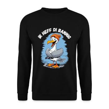 Hamburg Seagull I Love You Low German North Sea - Unisex Sweatshirt - black - Front - Alina (178cm) & Michal (187cm)