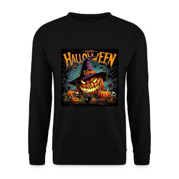 Halloween Pumpkin Grimace Witch Hat Spider Horror - Unisex Sweatshirt - black - Front - Alina (178cm) & Michal (187cm)
