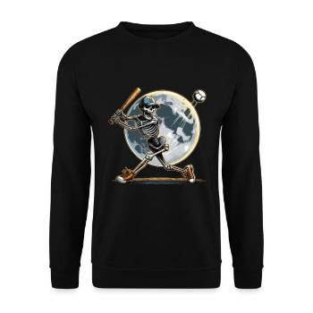 Halloween Baseball Horror Skelett Baseballspieler - Unisex Pullover - Schwarz - Vorne - Alina (178cm) & Michal (187cm)