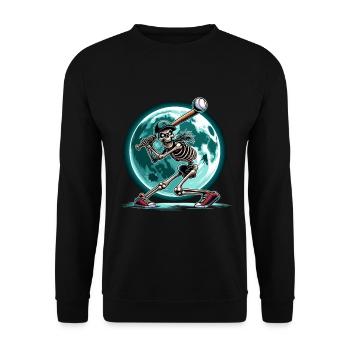 Halloween Baseball Skelett Horror Baseballspieler - Unisex Pullover - Schwarz - Vorne - Alina (178cm) & Michal (187cm)