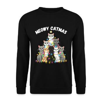 Meowy Catmas Christmas Cats Christmas Tree - Unisex Sweatshirt - black - Front - Alina (178cm) & Michal (187cm)