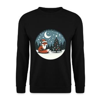 Christmas Xmas Fox Christmas Hat Snow Fun - Unisex Sweatshirt - black - Front - Alina (178cm) & Michal (187cm)