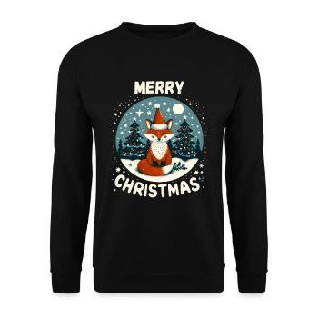 Joyeux Noël Renard Noël Hiver Neige - Sweat-shirt Unisexe - noir - Devant - Alina (178cm) & Michal (187cm)
