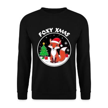 Cute Fox with Santa Hat Foxy Xmas - Unisex Sweatshirt - black - Front - Alina (178cm) & Michal (187cm)