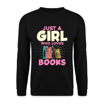 Ein Mädchen, Das Bücher Liebt - Bücherliebhaber - Unisex Pullover - Schwarz - Vorne - Alina (178cm) & Michal (187cm)