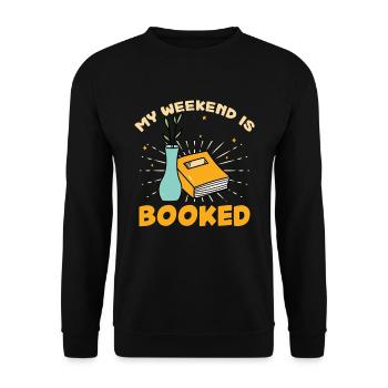 My weekend is filled with books - Unisex Sweatshirt - black - Front - Alina (178cm) & Michal (187cm)
