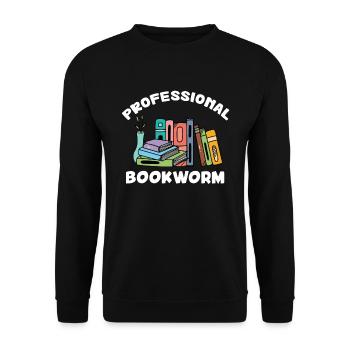 Professional Bookworm - Book Lover - Unisex Sweatshirt - black - Front - Alina (178cm) & Michal (187cm)