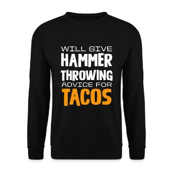 Hammer Throwing Tips Against Tacos Humorous - Unisex Sweatshirt - black - Front - Alina (178cm) & Michal (187cm)